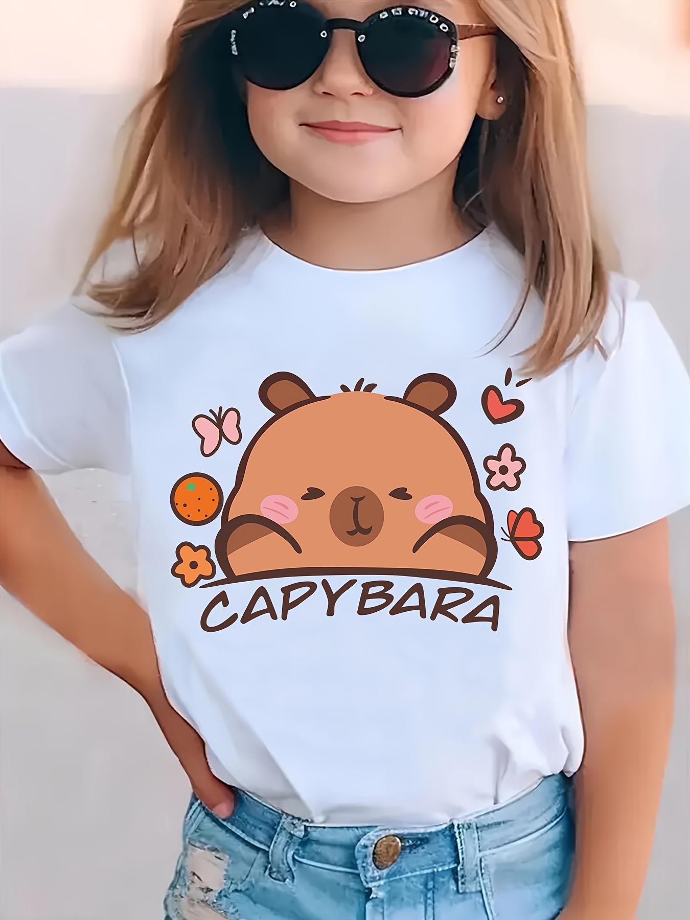 Summer fashion girls short-sleeved T-shirt cartoon pattern printed casual top 100
