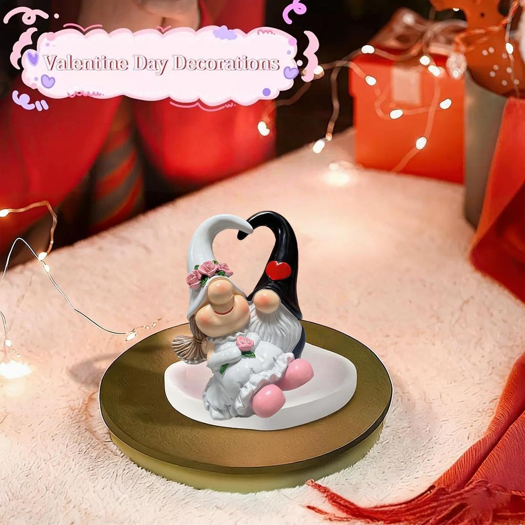 Gnome Statue Resin Handmade Valentine's Day Gnomes Figurines For Living Room Bedroom Shelf Table Study Nursery Bedside Display