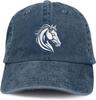 Horse Head Silhouette Baseball Cap Distressed Washed Cotton Casual Adjustable Hat for Unisex Adults