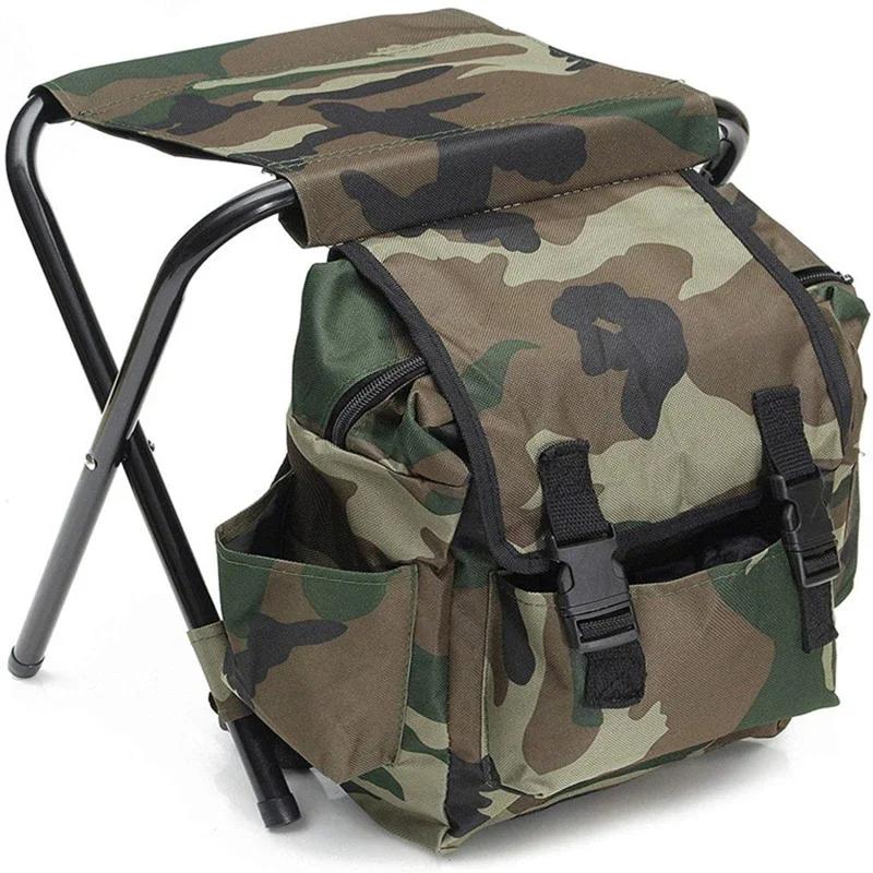 

Folding Seat Stool Backpack Cooling Chair Light Fishing Stool Mountaineering Bag Outdoor Equipment for Camping Traveling Hiking камуфляжний