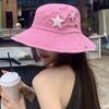 Vintage Women Fisherman Hat Star Print Western Cowboy Cap  Travel Outdoor Girl Wide Brim Bucket Hat
