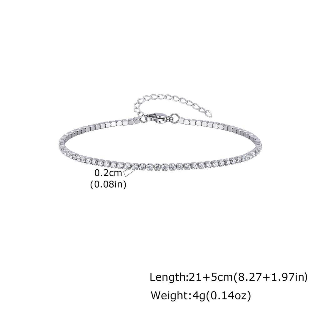 Zirkonia Tennis-Fußkettchen für Damen Edelstahl 18K Gold Plated CZ Fußkette Layering Sommer Anlaufgeschützt Wasserdicht