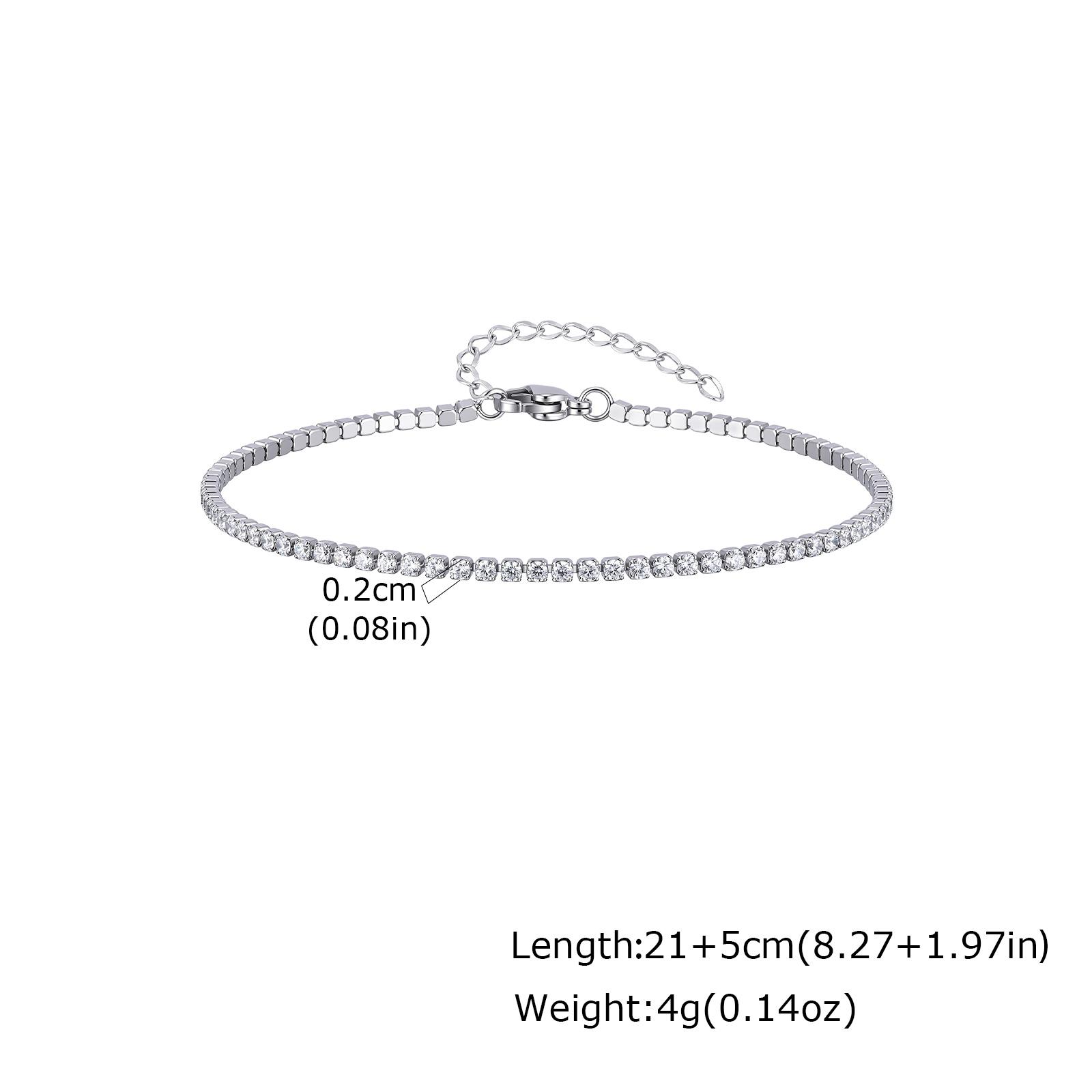 

Cubic Zirconia Tennis Anklet 2mm/3mm/4mm, 18K PVD Gold Plated Dainty CZ Foot Chain, Layering Summer Jewelry for Women