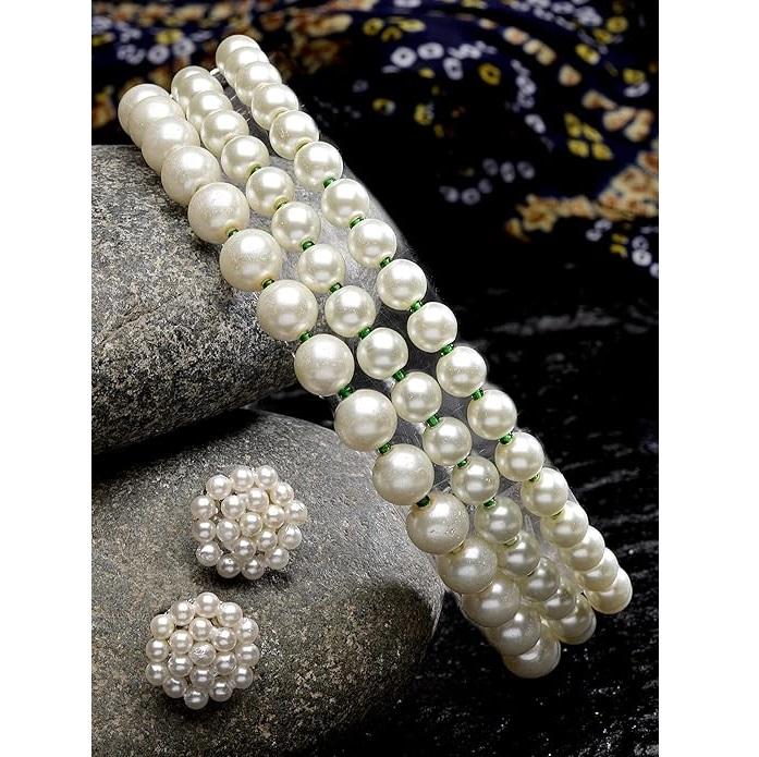 Beautiful Pearl Multilayer Beaded Choker Necklace Set for Women
