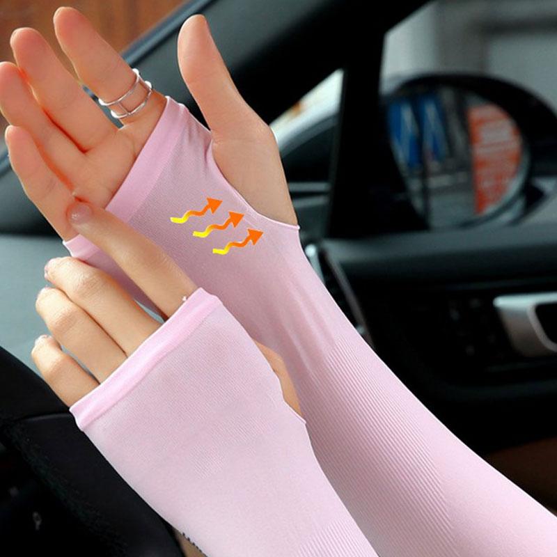 2 Pcs Ice Silk Sun Protection Arm Covers Outdoor Cool Anti-Uv Arm Sleeves