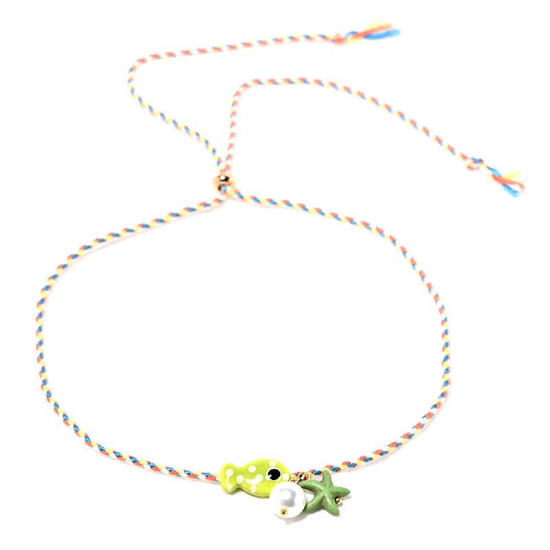 Colorful Bohemian Ceramic Fish Pendant Necklace For Women Adjustable Multicolored Rope Choker, Perfect For Summer Beach Vacation
