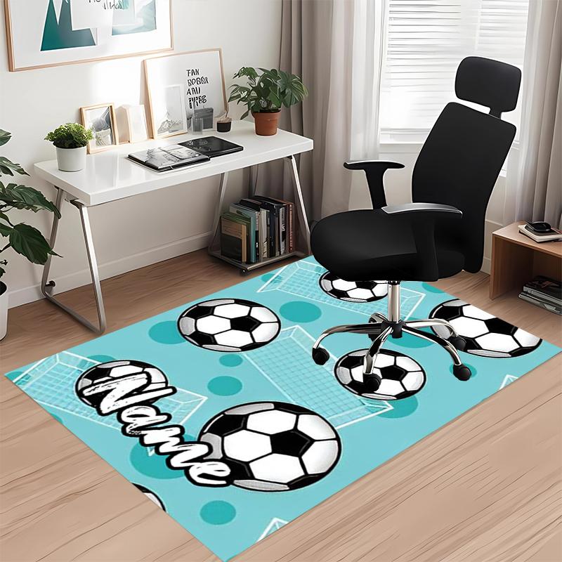 Custom Name Soccer Printed Carpet, for Office Chair Living Room Bedroom Kitchen Room Decor Gifts.
