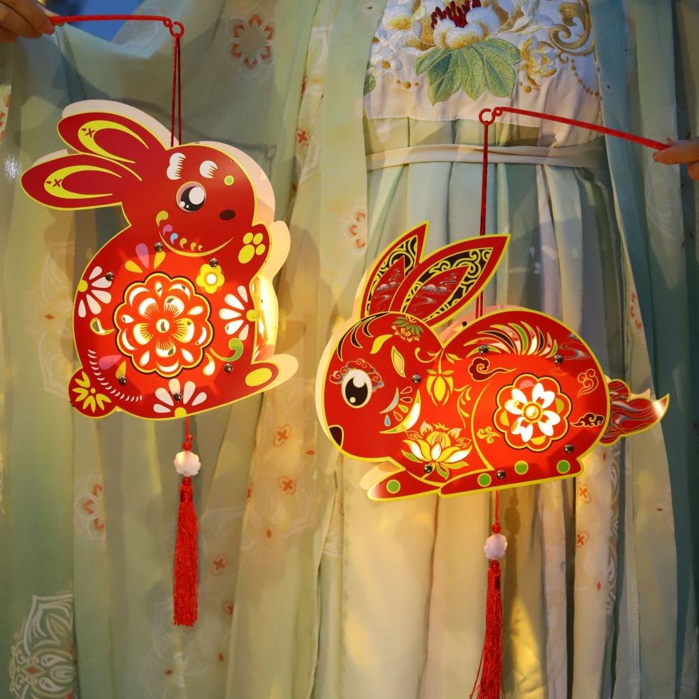 Cartoon Rabbit Flower Lantern Luminous Style Lantern DIY Material Package Mid-Autumn Festival