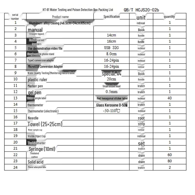 Da Tang Yu Jian Water Quality Testing Kit HT-91