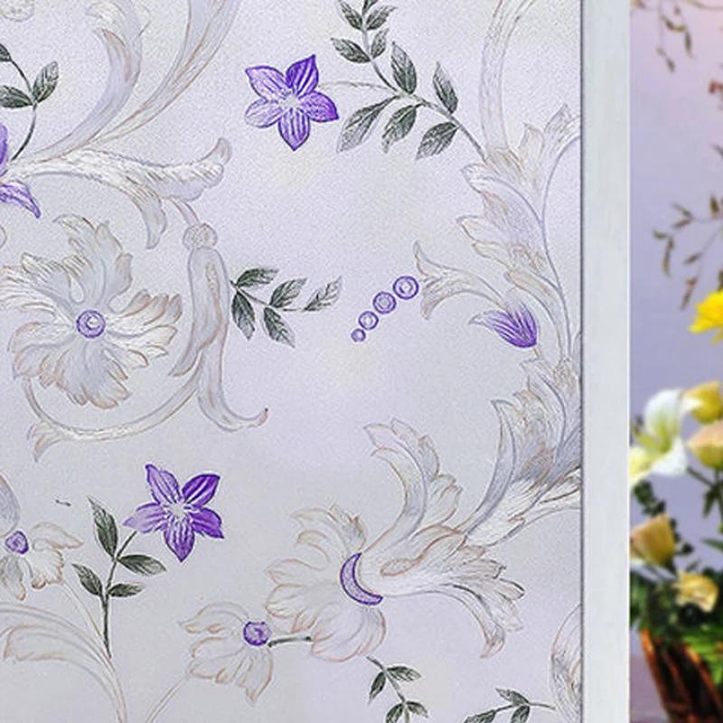 2/3m Flower Window Film Vinyl Opaque Glass Film Privacy Protection Glass 3D Stickers Stained Window Glass Films Home Decoration