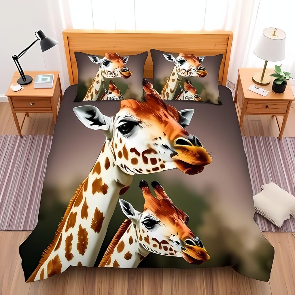 Comforter With Stylized Giraffe Design Warm Colors Toned Borders For Exotic Charm Suitable Children Kids And Adults Soft