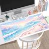 Starry Night Village Large Desk Mat, Blue Swirl Sky Moon Town Landscape Extended Gaming Mouse Pad, Non‑Slip Keyboard Table Mat