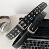 PU Leather Punk Waist Belt with Star Rivets And Double Buckles Holes For Daily Wear and Theme Occasion Dressingup Props