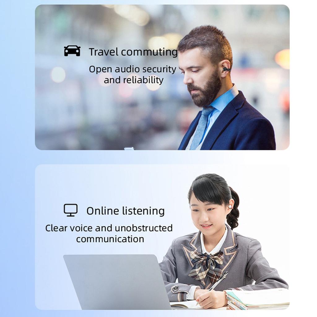 Bluetooth Headset Single-ear Clip-on-ear Non-in-ear Hanging Ear Black Technology Concept Conduction Outward-facing Headset
