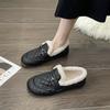 Women Fashion Non-slip Flat Shoe Casual Soft Lightweight Loafer Plugging Thickening Comfortable Warm Shoes for Winter Size 35-43
