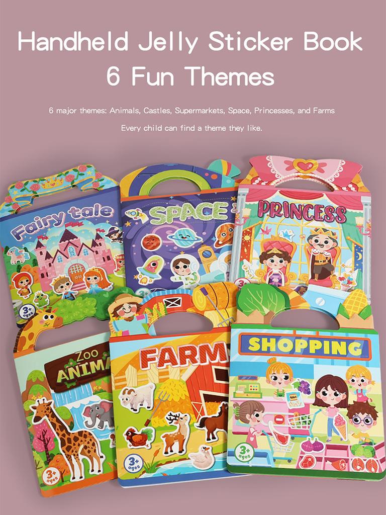 Reusable Sticker Books for Kids, 6 Sets Travel Removable Toddler Sticker Books for 3 4 5 Year Old Girls Boys Birthday Gifts Educ