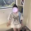 grey cotton short-sleeved t-shirt women's summer new small butterfly print ins design sense niche loose top
