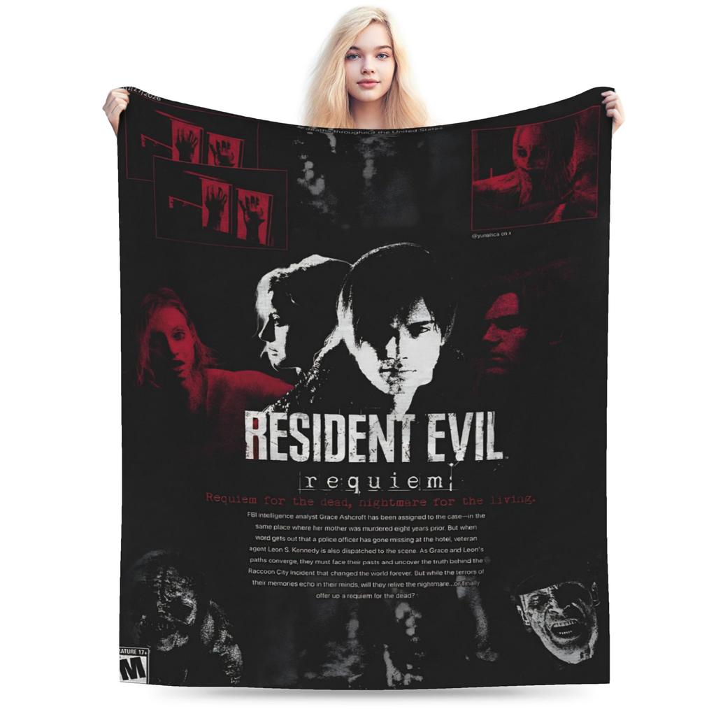 Residents Evils 9 Leon Keneddy Blanket Multi-size Warm Cozy Fluffy Games Throw Blankets for Couch Sofa and Bed