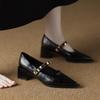 High Heels Kids 2025 New Pointed Toe French Beautiful Mary Jane Maillard Block Heel Single Shoes