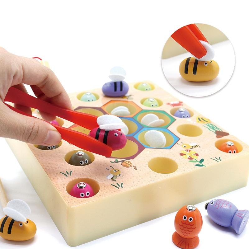 Engaging Wooden Fishing Game Toys For Boys And Girls With Magnetic Elements
