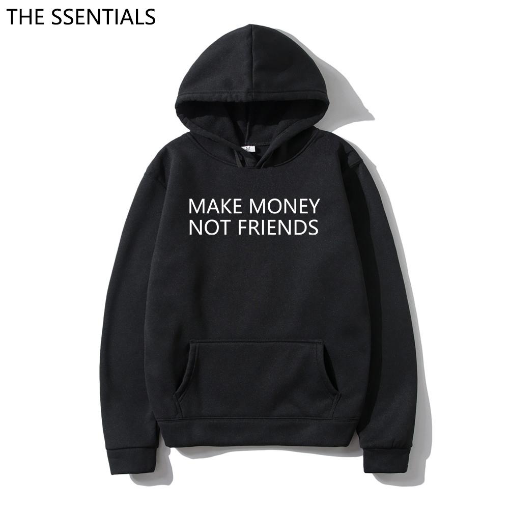 MAKE MONEY NOT FRIENDS Hoodie Fashion Unisex Letter Print Hooded Pullover Sudadera Unisex Streetwear Sweatshirts Hoody Tops Clothes