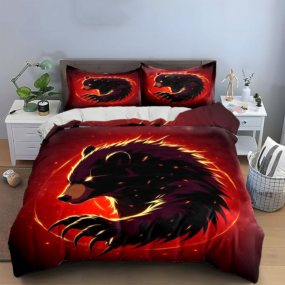 Fiery bear claw design. Bedding sets Duvet cover sets Duvet covers Pillowcases(1*Duvet Cover 2*Pillowcases without duvet insert)