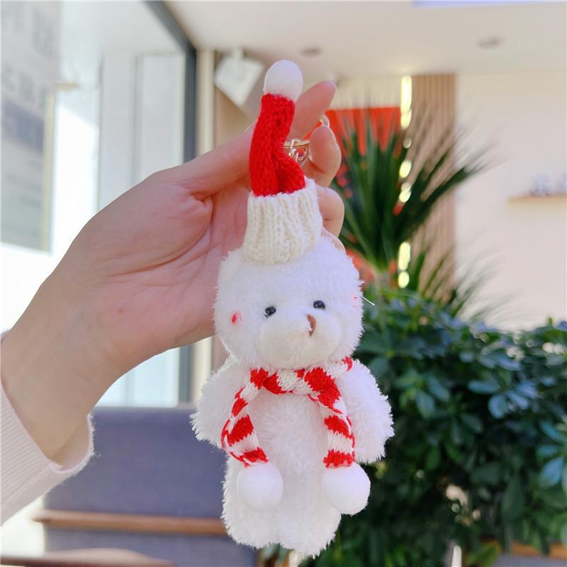 1Pcs Xmas Home Decoration Kawaii Plush Bear Doll Christmas Tree Pendant Soft Mini Bear Cute Doll Keychain Kids Christmas Gift