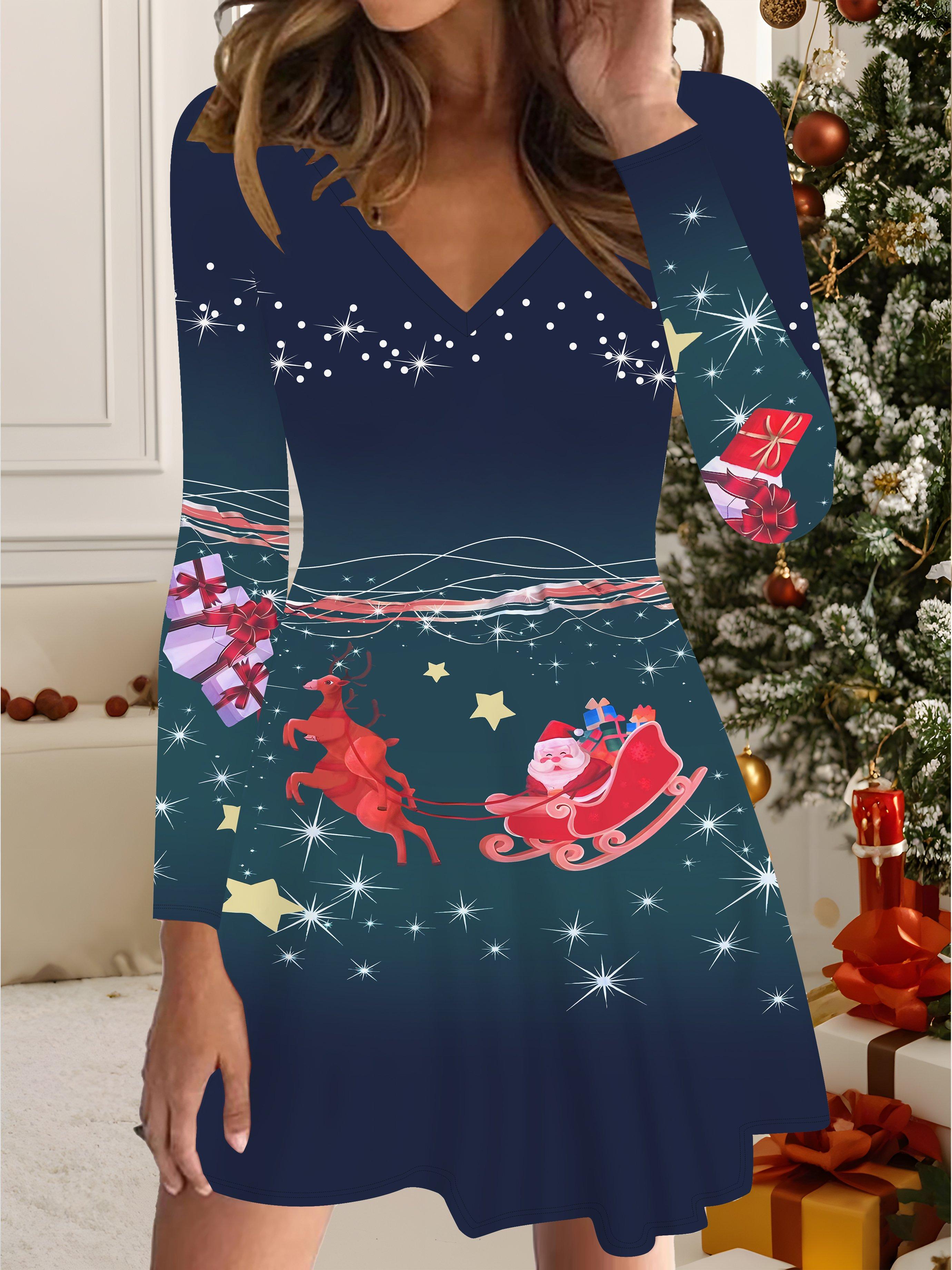 

Платье, напечатанное на 3D-принтере, эксклюзивная трендовая вещь для женщин на осень и зиму, рождественская коллекция 6XL синий