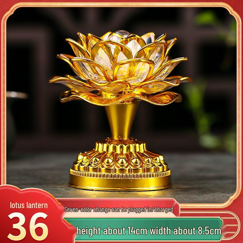 2025 Lotus Bodhisattva Buddha Offering LED Lamp: Colorful, Everlasting Household Decor