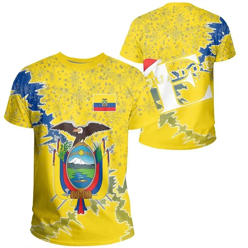 Hip Hop T Shirts Men Women Ecuador Flag Casual Tee Shirt Ecuadorian National Emblem 3D Printed Breathable Short Sleeve Gym Tops