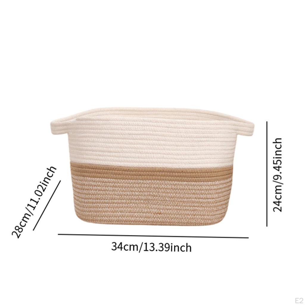 Cotton Rope Woven Basket for Organizing with Handles Portable Cat Dog Toy Bin, Bathroom Organizer
