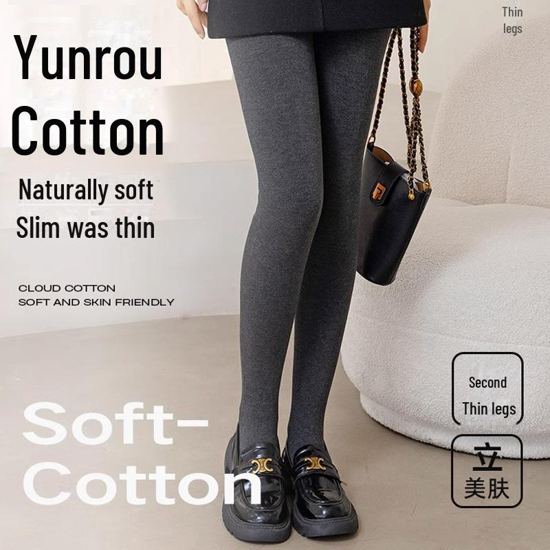 Women's Black Leggings: Autumn/Winter Plush Fleece, Bare Leg Effect, Slim Fit, Spring Lightweight Option