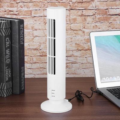 Bladeless Tower Fan Quiet Adjustable 2 Speed Settings USB Cooling Fan Low Noise Powerful Airflow Oscillating for Natural Cooling