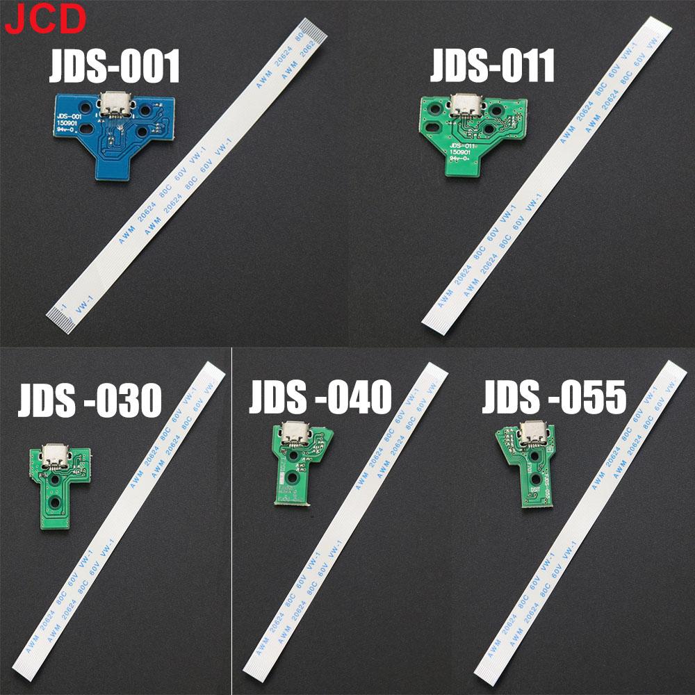 JCD 1pcs For PS4 Slim Pro Game Controller USB Charging Port Socket Circuit Board 12Pin JDS 011 030 040 055 14Pin 001 Connector
