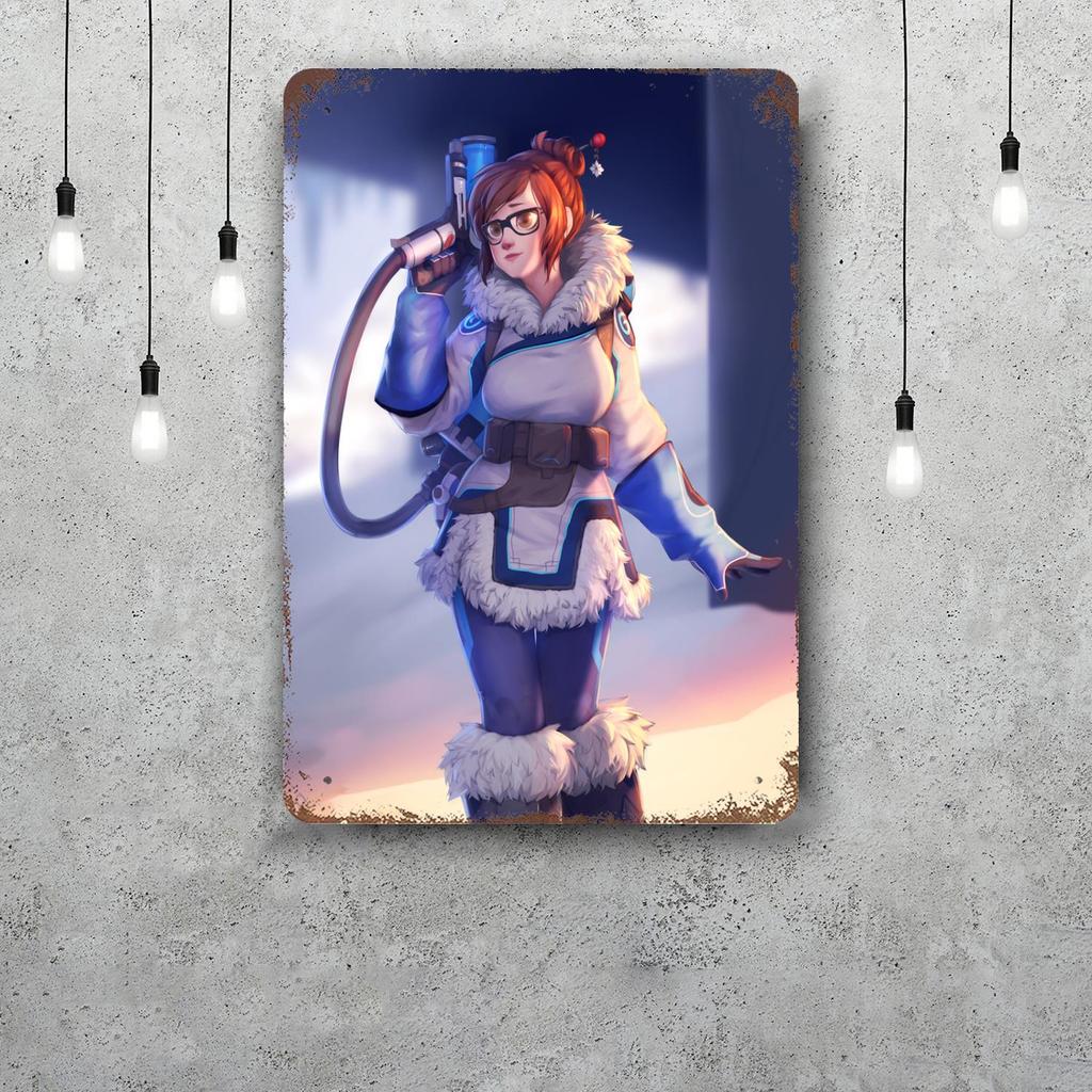Mei Overwatch Vintage Metal Tin Signs Posters Decor Retro Metal Plaque Wall Art Decor for Garage Bar