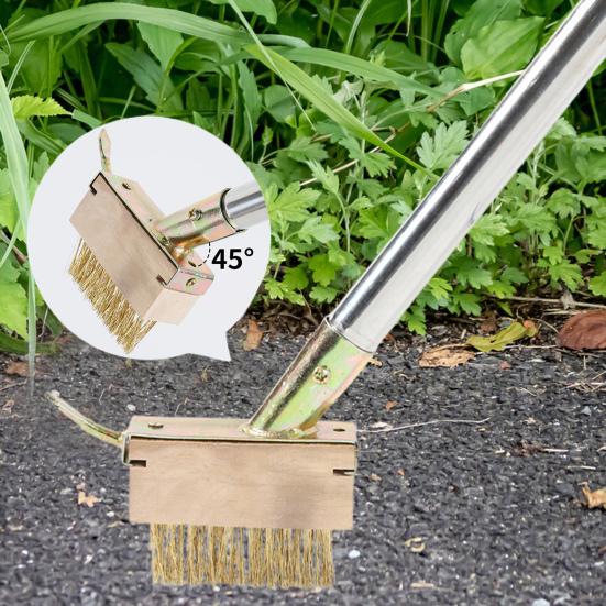 Fugen-Unkrautbürstenkopf mit Messingdrahtborsten, 2-in-1-Unkraut- und Moosentferner, manueller Rissstecher für Pflastersteinkanten auf Terrassen