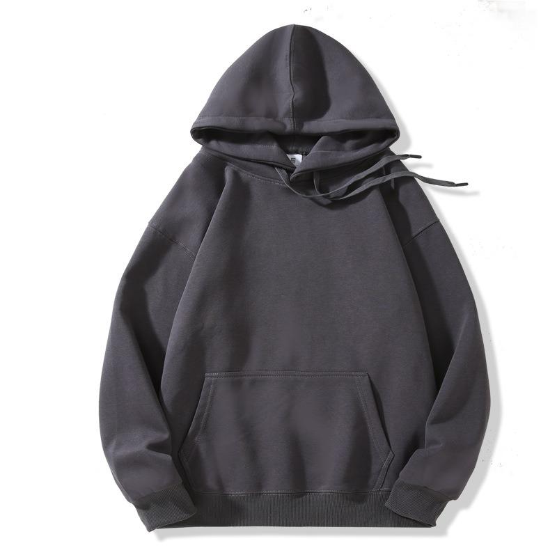 Autumn and Winter Long Sleeve Women Hooded Sweatshirt Loose Plus Size Casual Simple Thick Hooded Jacket Tops Solid Color Drawstring Office Clothing