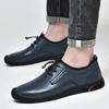 Spring Low-top Cowhide Sports Leather Shoes Low-top Casual Solid Color Round Head Outdoor Men's Casual Single Shoes