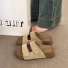 Super fire Velcro thick-soled slippers women's summer wear 2025 new one-word cool slippers small height-increasing sandals