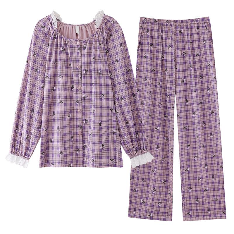 Cotton pajamas mother among the elderly grandmother women cotton long sleeves spring and autumn 1011 new loungewear set
