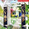 2D Flat, 2D Flat 2pcs (11.8*70.8 Inches/30*180cm) Party Banner Pennant, Material, Dark Background with Golden "VIP" Letters and Starlight Geometric Pa