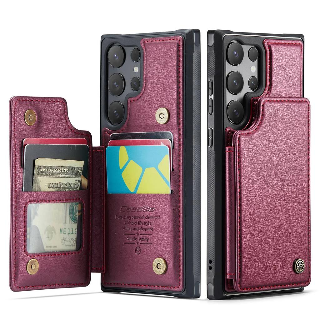 Für Samsung Galaxy S25 Ultra S25 Plus S25 Hülle mit Kartenhalter, Brieftaschen-Hülle RFID-Blockierend, Langlebige Leder-Ständer-Handyhülle