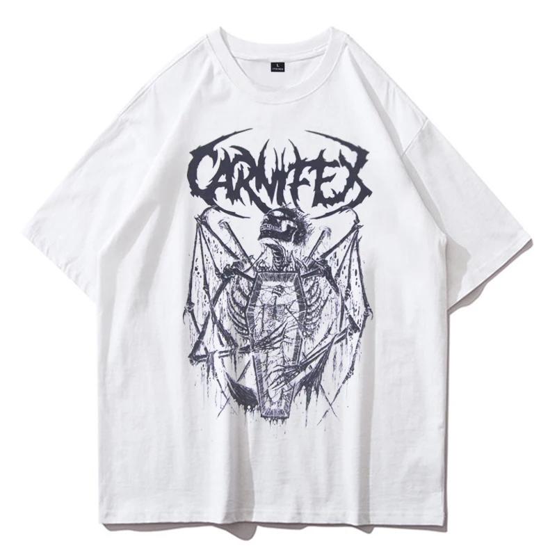 Summer Unisex T-shirt Punk Goth T Shirt for Men Aesthetic Loose Dark Grunge Streetwear Gothic Top Harajuku Cotton Men's Clothing