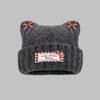 Sweet bow cat ear knitted pullover hat for women, small face in autumn and winter, warm and fashionable versatile wool hat