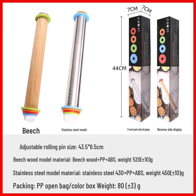 

ZISIZ Adjustable Stainless Steel Rolling Pin