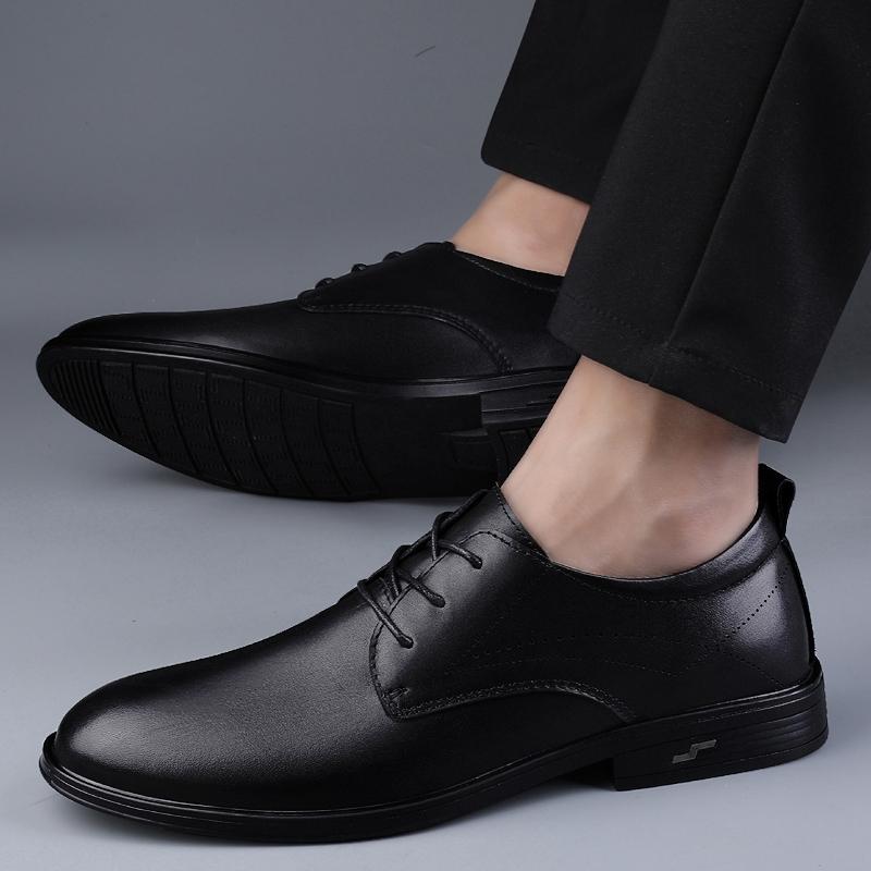 Cheap Leather Shoes Men's Business Dress Shoes Laceup Pointed Toe