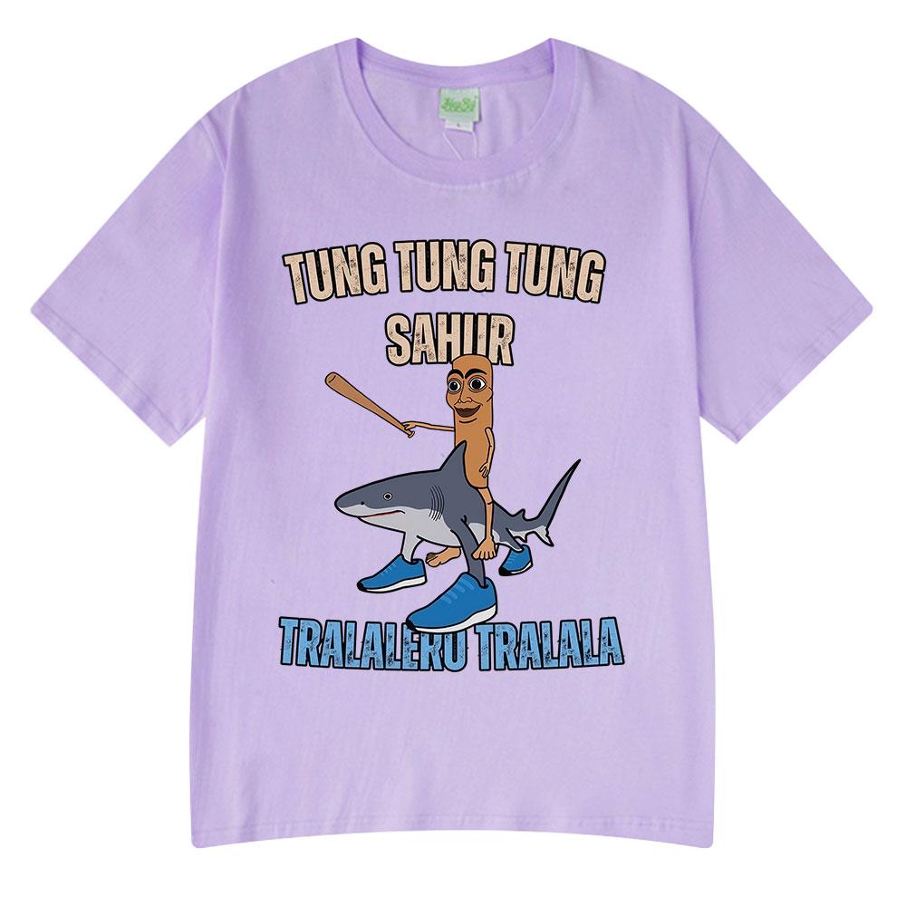 Italian Brainrot Tralalero Tralala Tung Tung Tung Sahur Funny Meme T-shirt Men Women Fashion Loose T Shirts 100% Cotton T-shirts