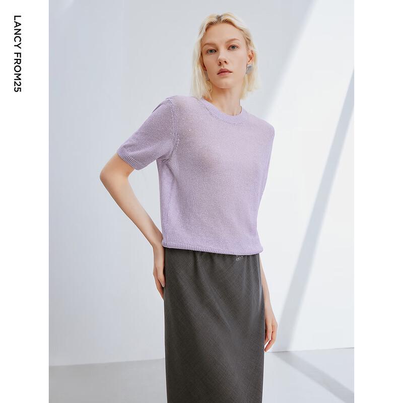 LANGZI Thin Short Sleeve V-Neck Knit Top