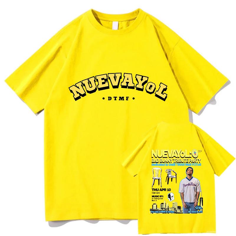 BAD BUNNY NUEVAYoL T-shirt a Manica Corta in Cotone T-shirt da Uomo Estive Larghe Hip Hop Streetwear Unisex Casual da Uomo T-shirt Grafiche