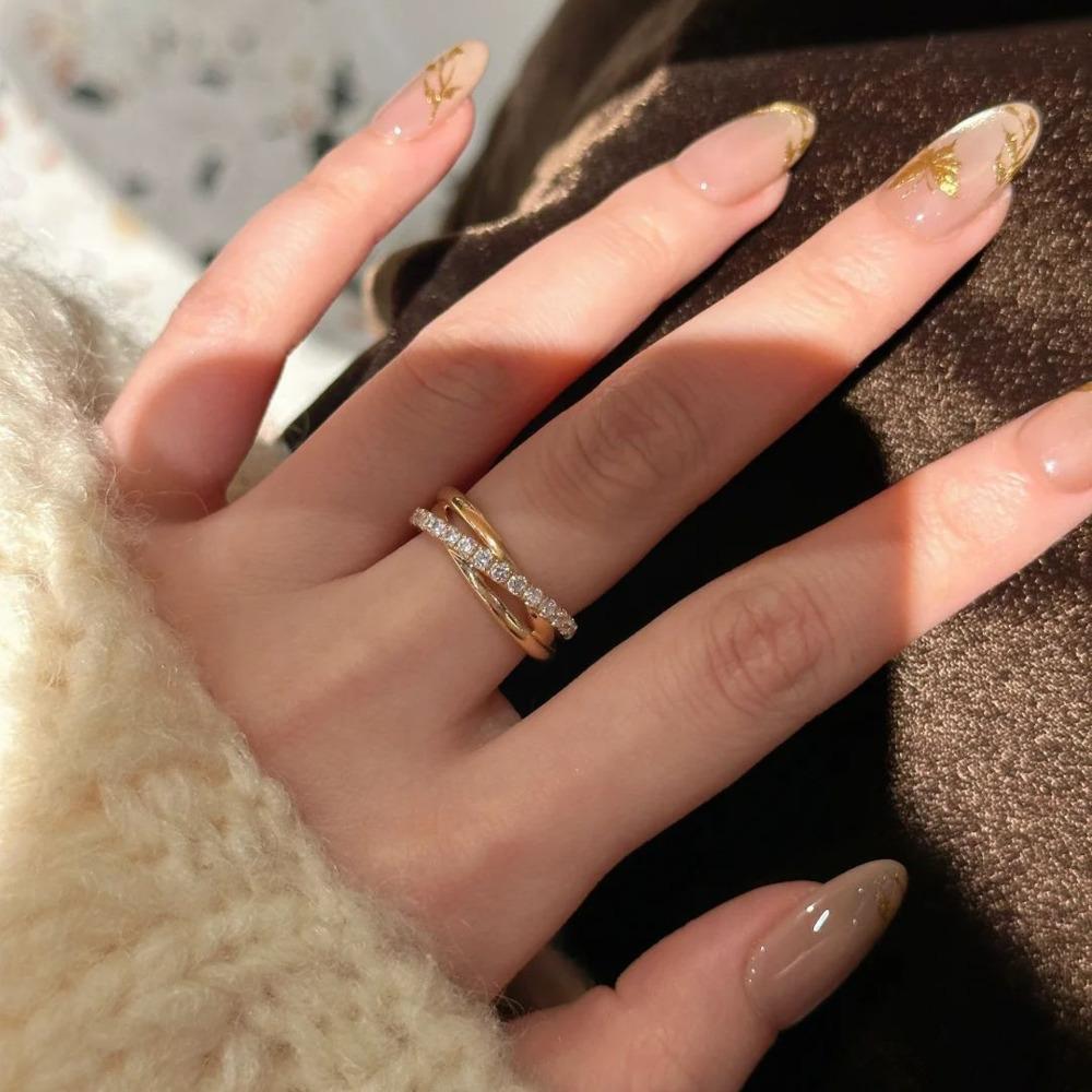 Wosikate Light Luxury Three-Circle Cross Ring For Women Niche Design  Open Index Finger Ring Fashion Jewellery